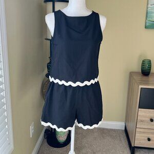 Black and White Border Short and Tank Set